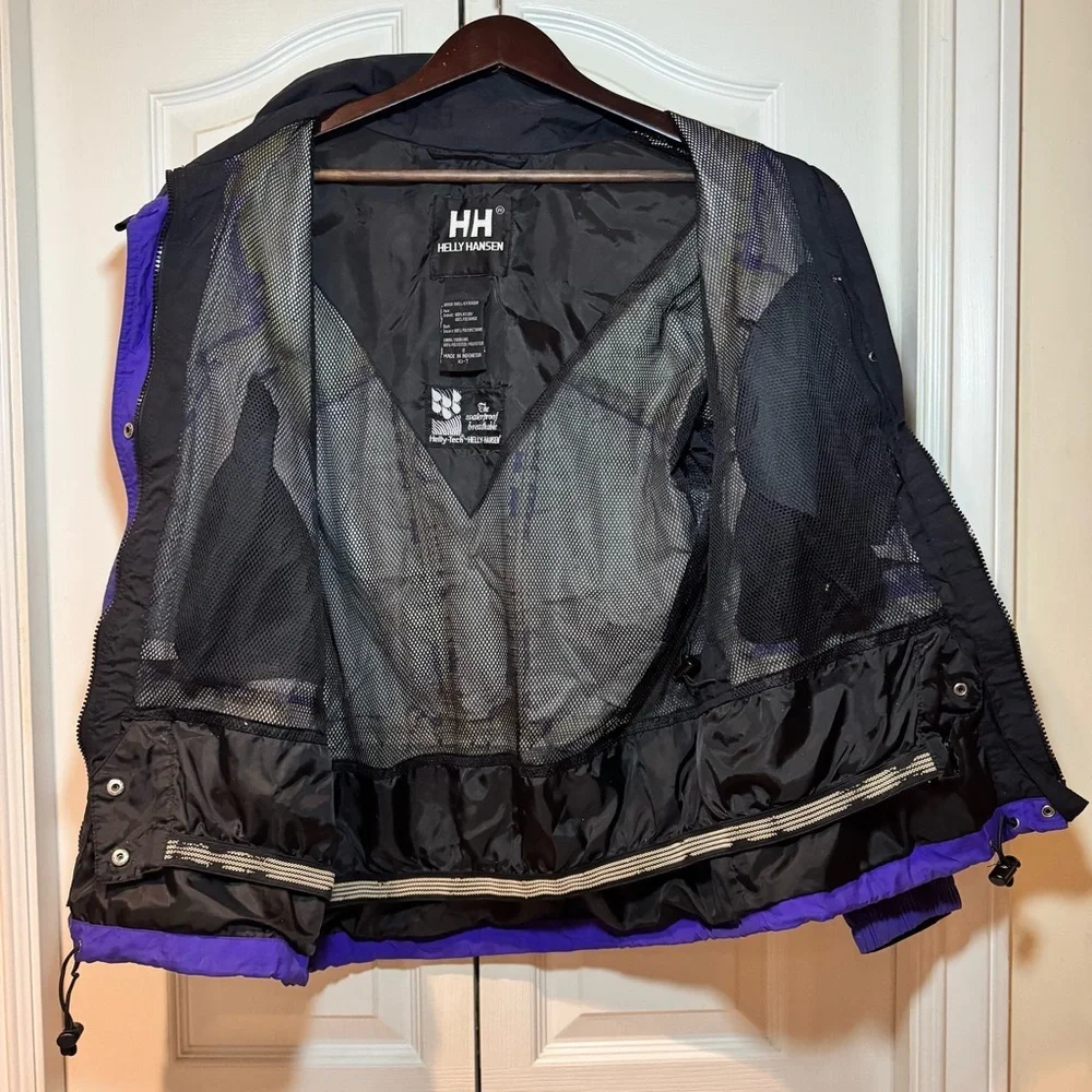Vintage Helly Hansen Ski Jacket Purple Black Helly Tech 90s Gorpcore Men/Unisex - Picture 6 of 12